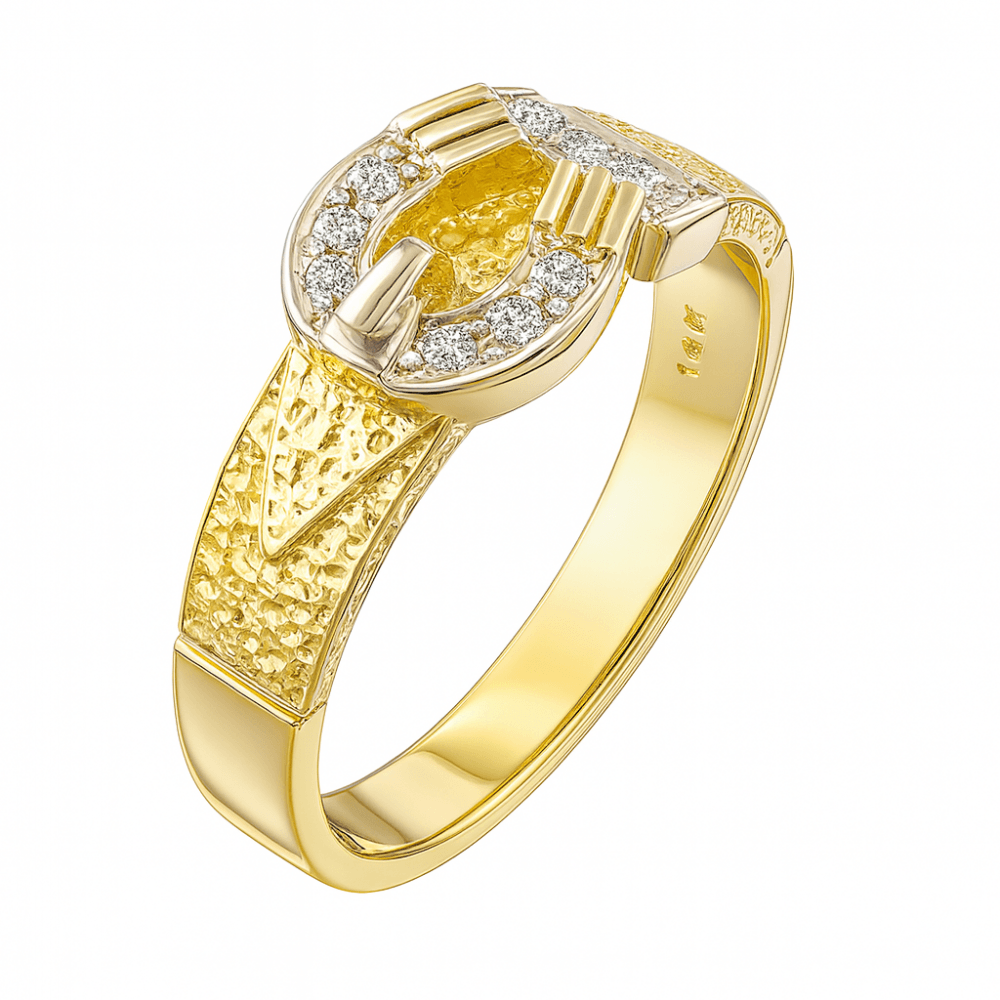9ct Yellow Gold Buckle Ring Weight 3.7gr Single Buckle with Cz Stones