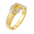 9ct Yellow Gold Buckle Ring Weight 3.7gr Single Buckle with Cz Stones