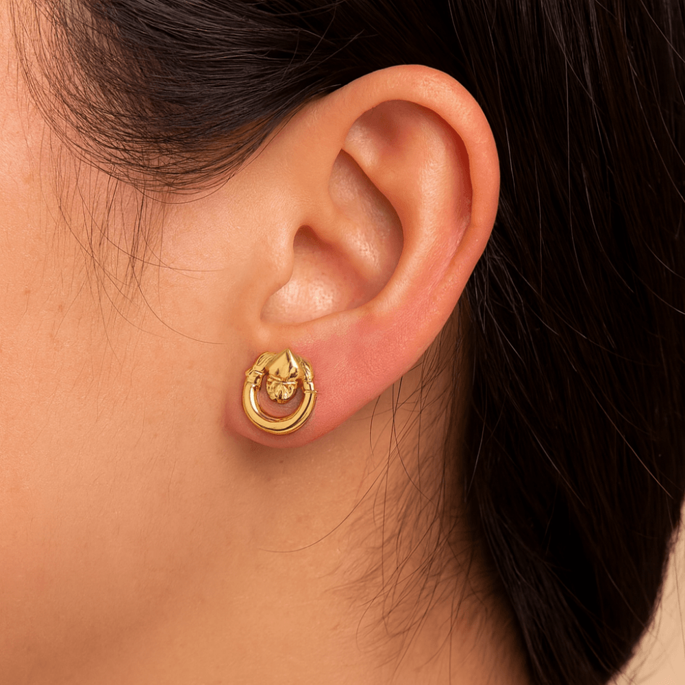 9ct Yellow Gold Claddagh Stud Earrings