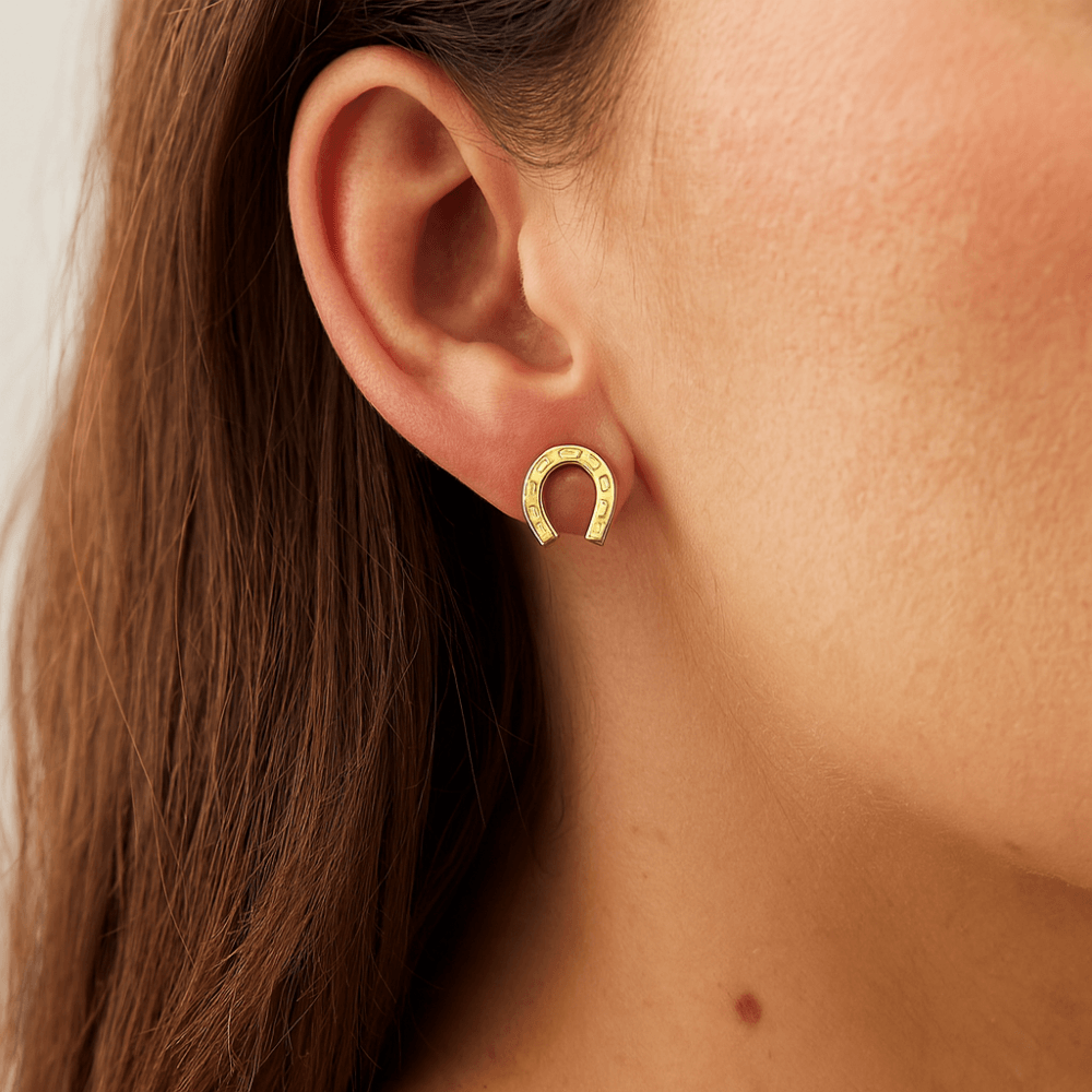 9ct Yellow Gold Horseshoe Stud Earrings