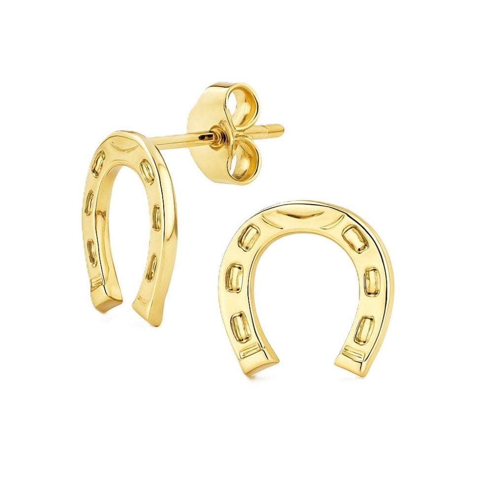 9ct Yellow Gold Horseshoe Stud Earrings