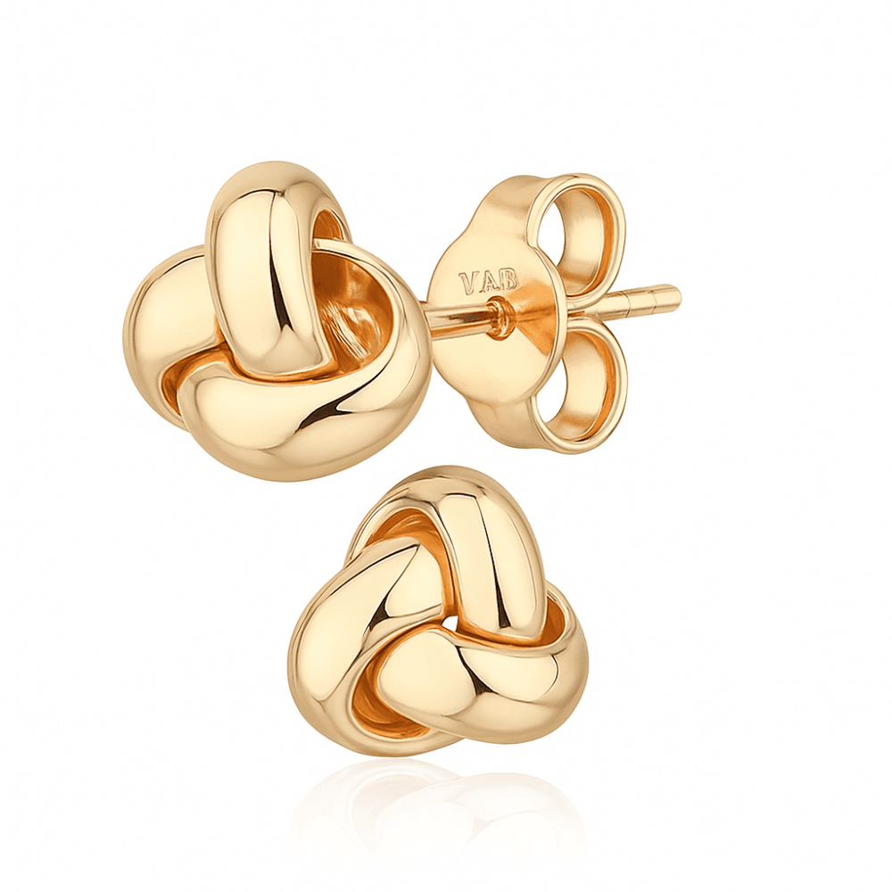 Love Knot Stud Earrings 9ct Yellow Rose Gold | Prime Jewellery