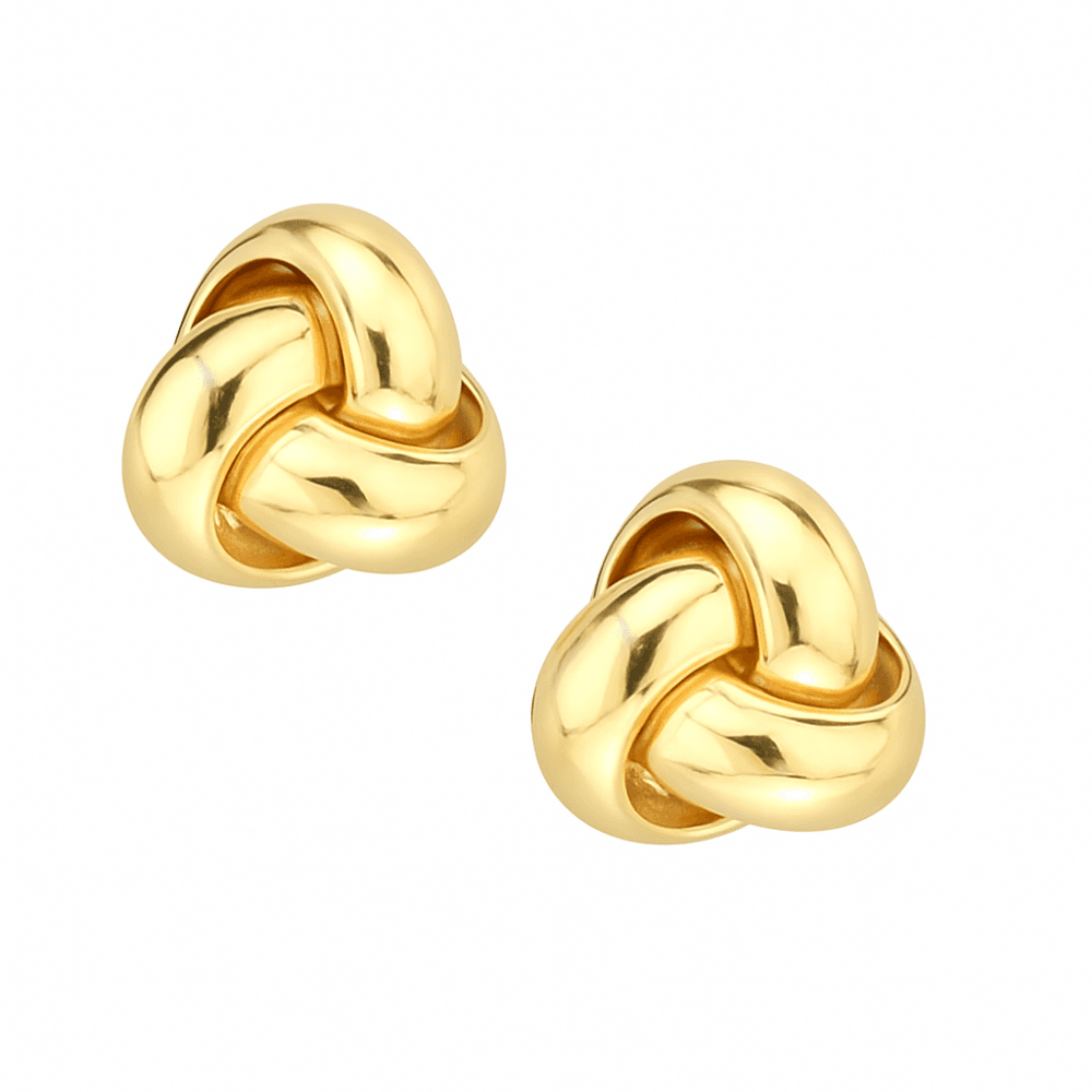 Tri Colour Gold Love Knot Stud Earrings 9ct Gold | Prime Jewellery