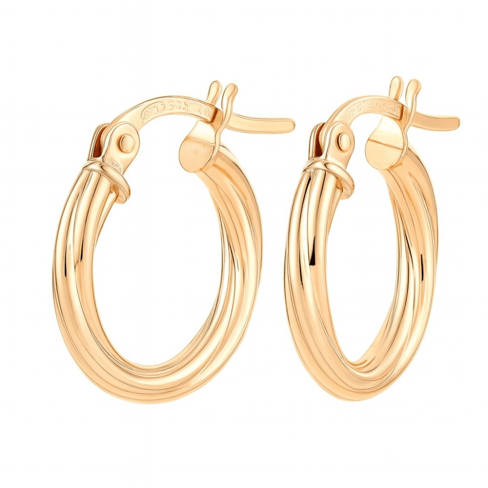 9ct Rose Gold Polished Twist Hoop Earrings