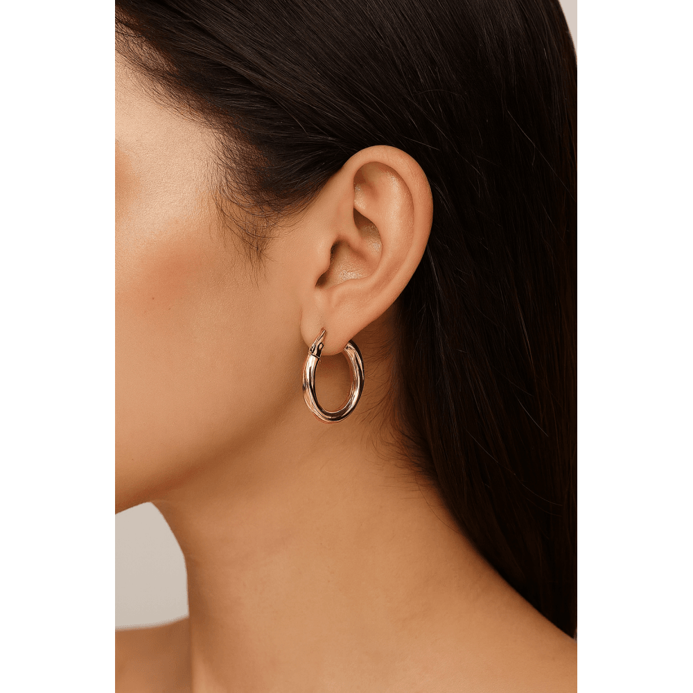 9ct Rose Gold Polished Twist Hoop Earrings