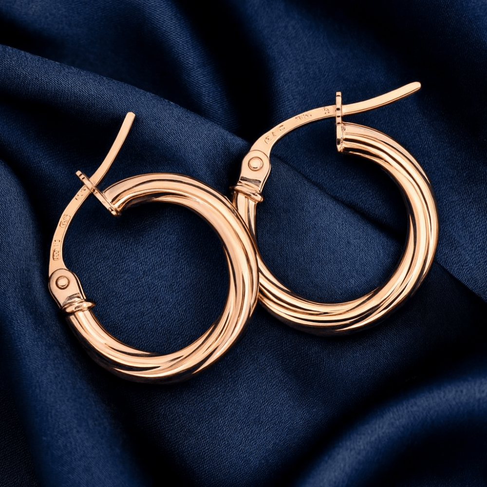 9ct Rose Gold Polished Twist Hoop Earrings