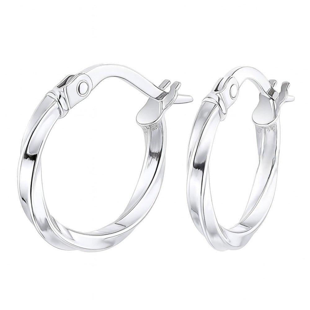 Twisted Mini Hoop Earrings 9ct White Gold | Prime Jewellery