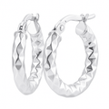 Diamond-Cut Faceted Mini Hoop Earrings 9ct White Gold | Prime Jewellery