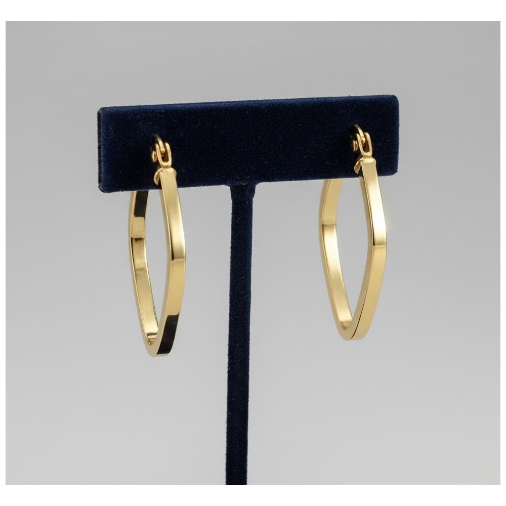 9ct Yellow Gold Kite Square Hoop Earrings