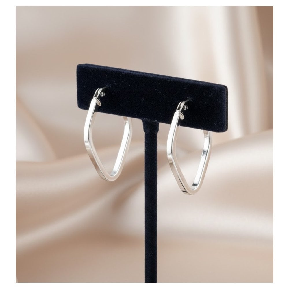 9ct White Gold Kite Hoop Earrings - Everyday Wear