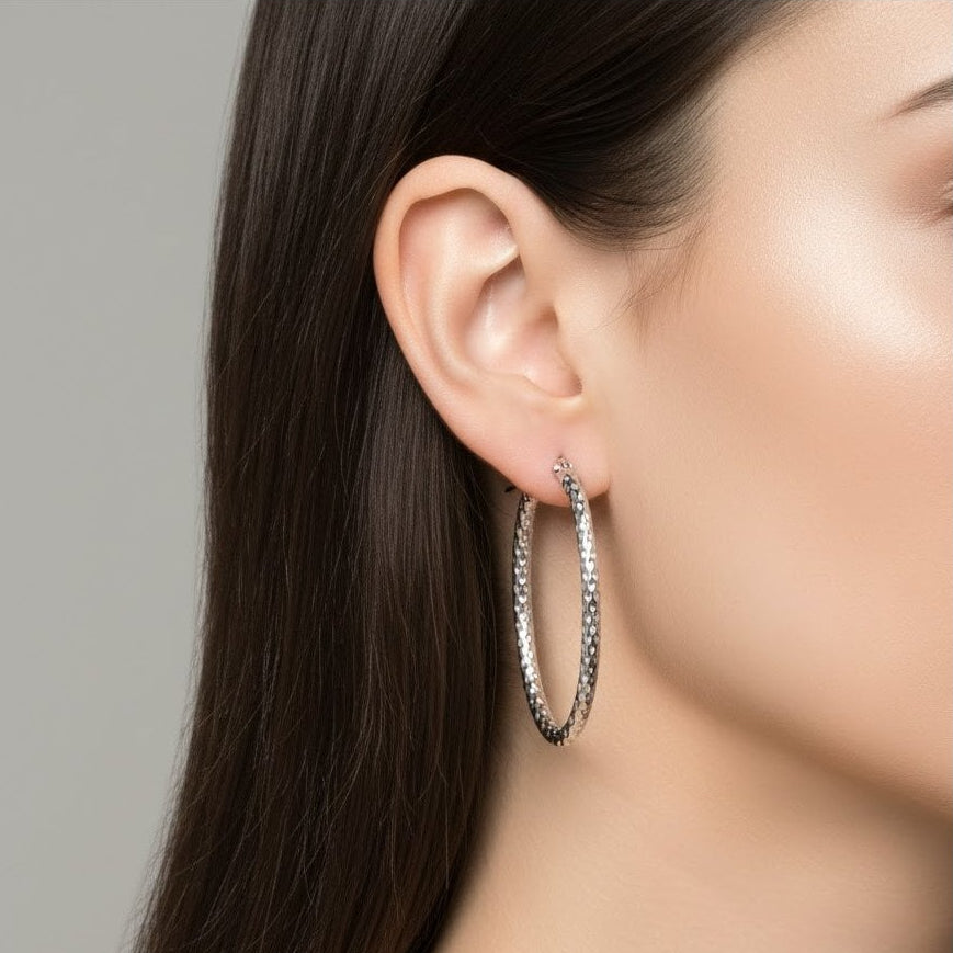 Twist Medium Hoop - detail view | Prime Jewellery