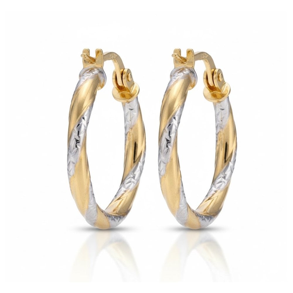 Twisted Hoop Earrings 9ct Two-Tone Gold | Prime Jewellery