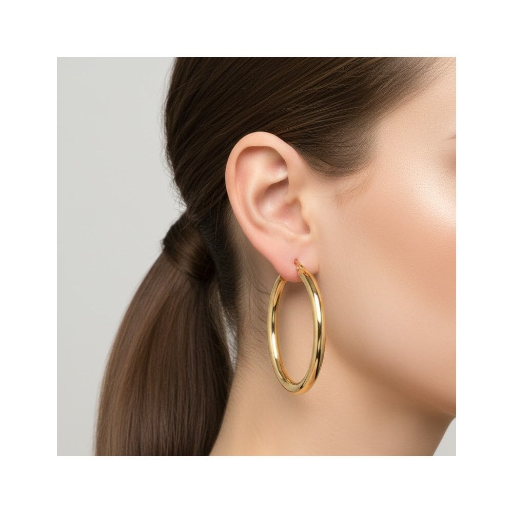 9ct Yellow Gold Classic Bold Hoop Earrings