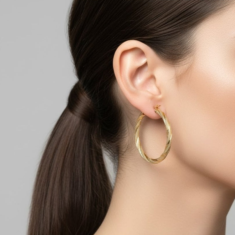 Twisted Large Hoop - detail view | Prime Jewellery