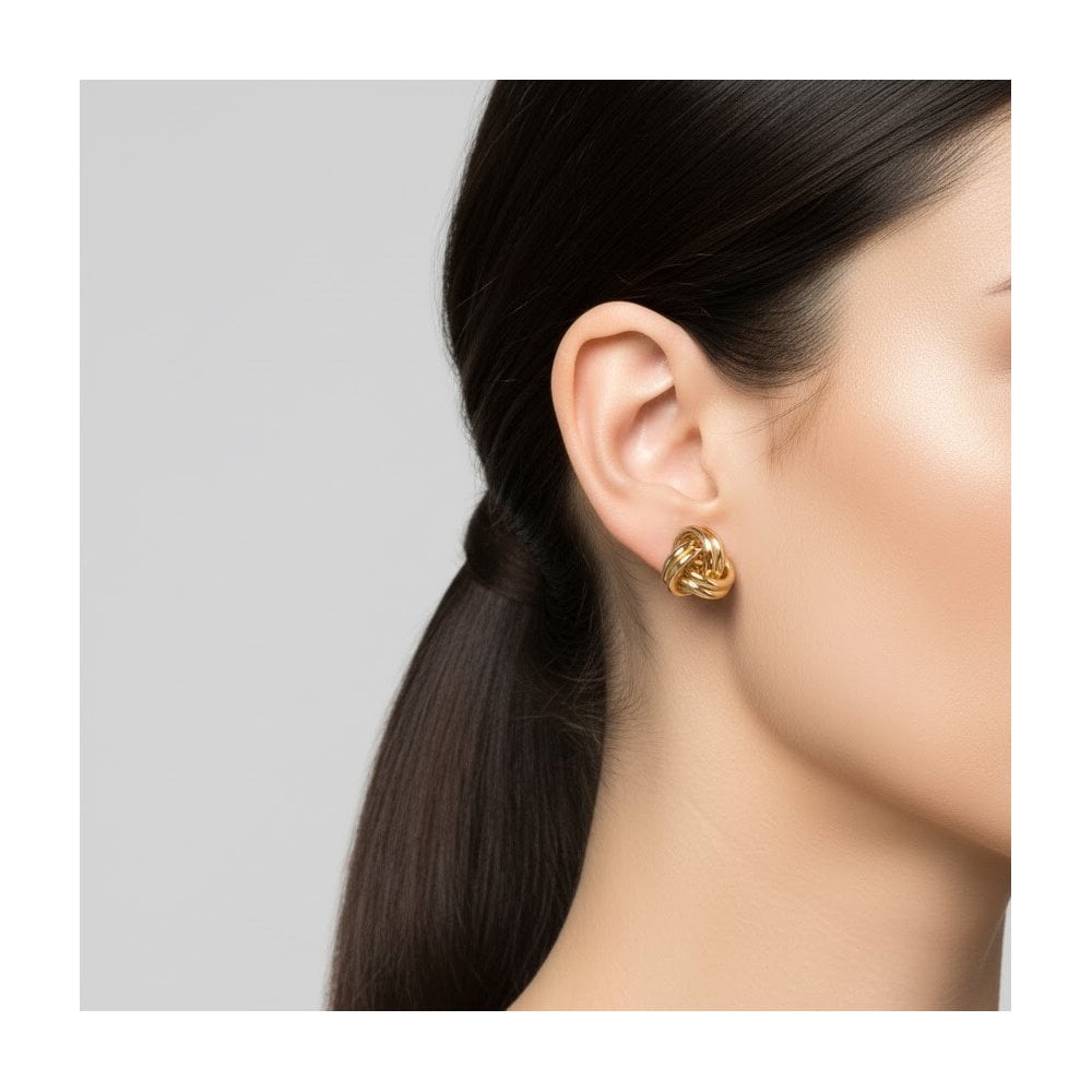 9ct Gold Love Knot Stud Earrings