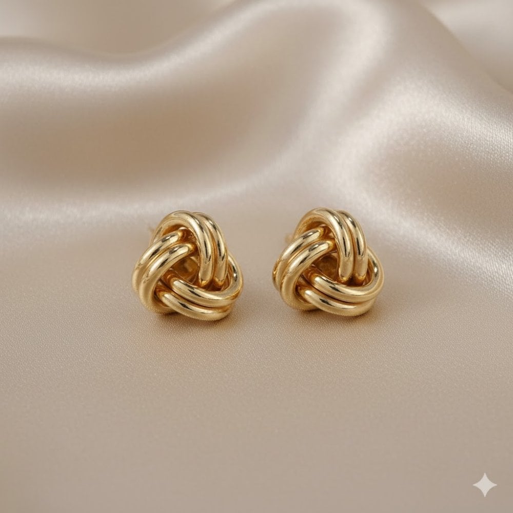 9ct Gold Love Knot Stud Earrings