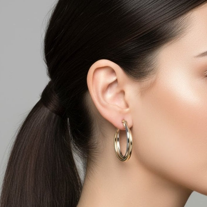 Twisted Small Hoop - detail view | Prime Jewellery