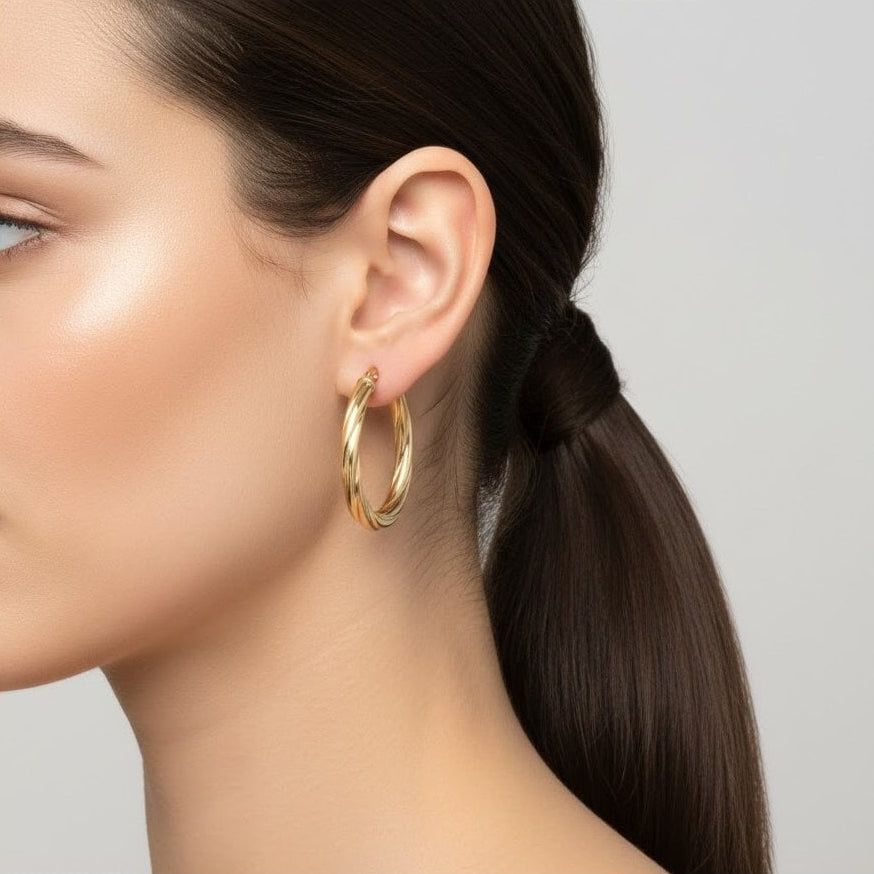 Twisted Medium Hoop - detail view | Prime Jewellery