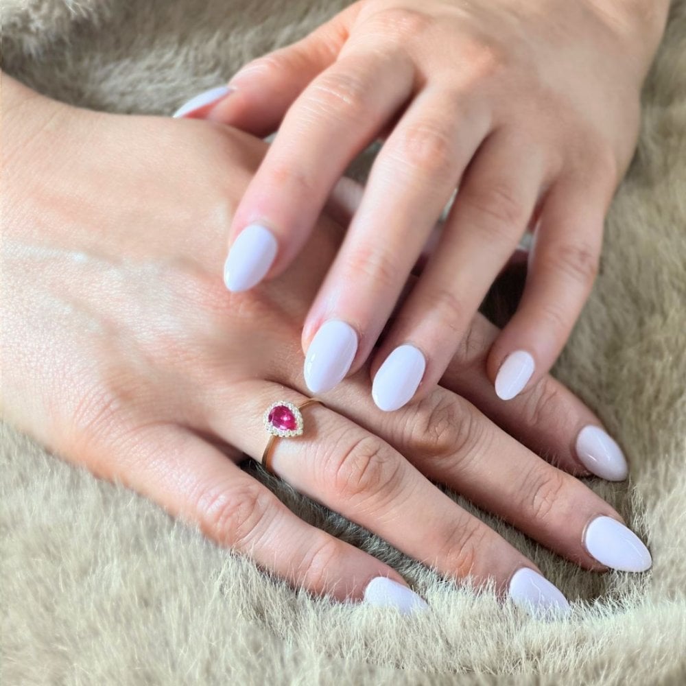 9ct Yellow Gold Ruby Cluster Ring Pear Shape Cz Stone