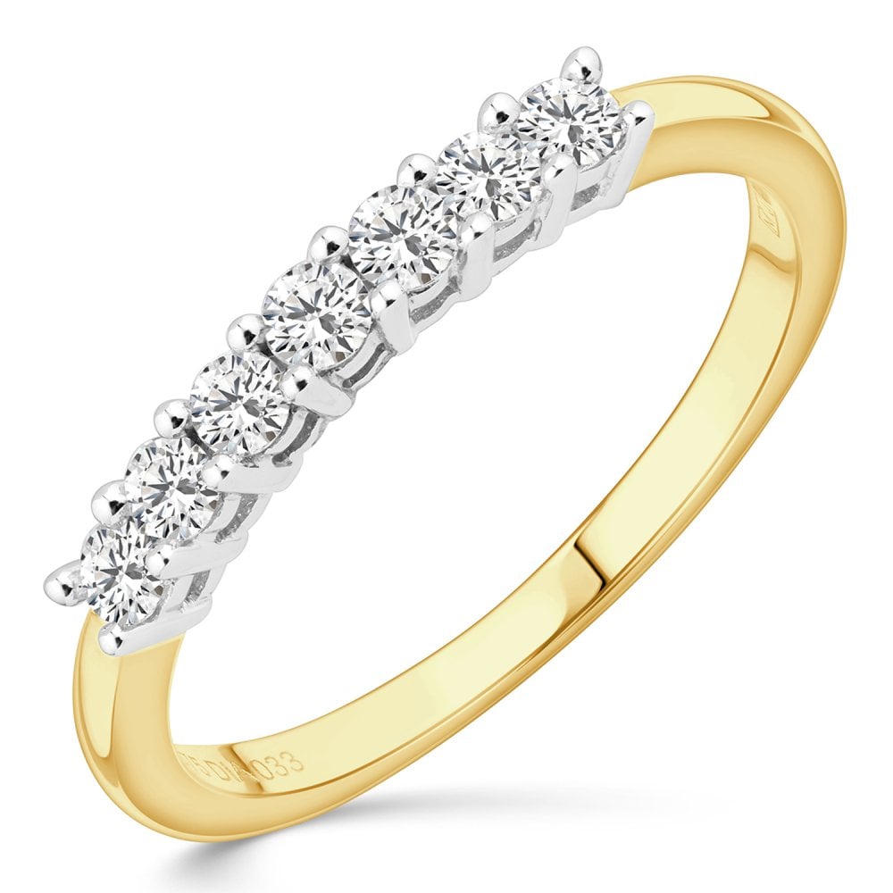 Diamond 7 Stone Eternity Band Ring 9ct Gold | Prime Jewellery