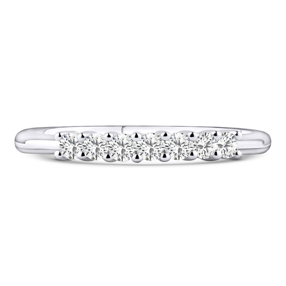9ct White Gold 0.25 Carat Natural Diamond 7 Stone Engagement Ring