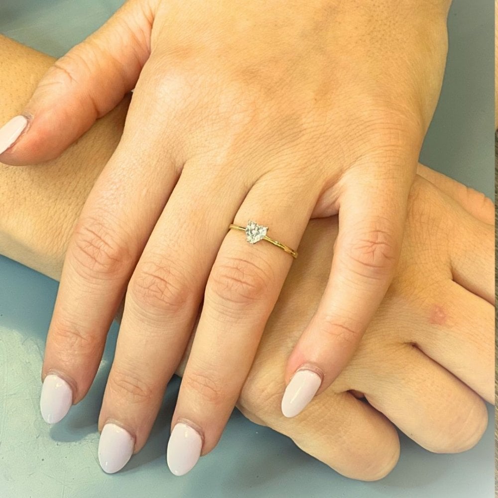 9ct Yellow Gold Heart Solitaire Engagement Ring CZ Stone