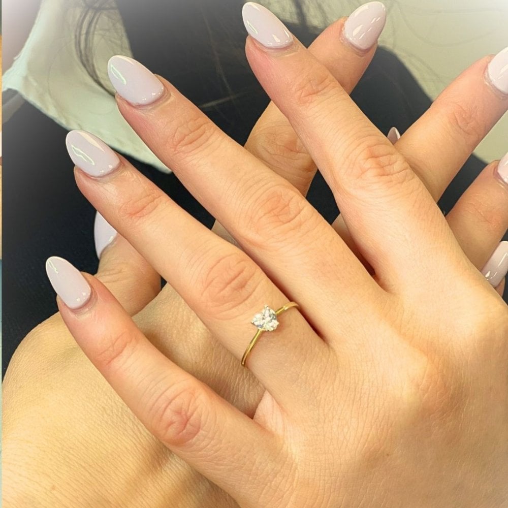 9ct Yellow Gold Heart Solitaire Engagement Ring CZ Stone
