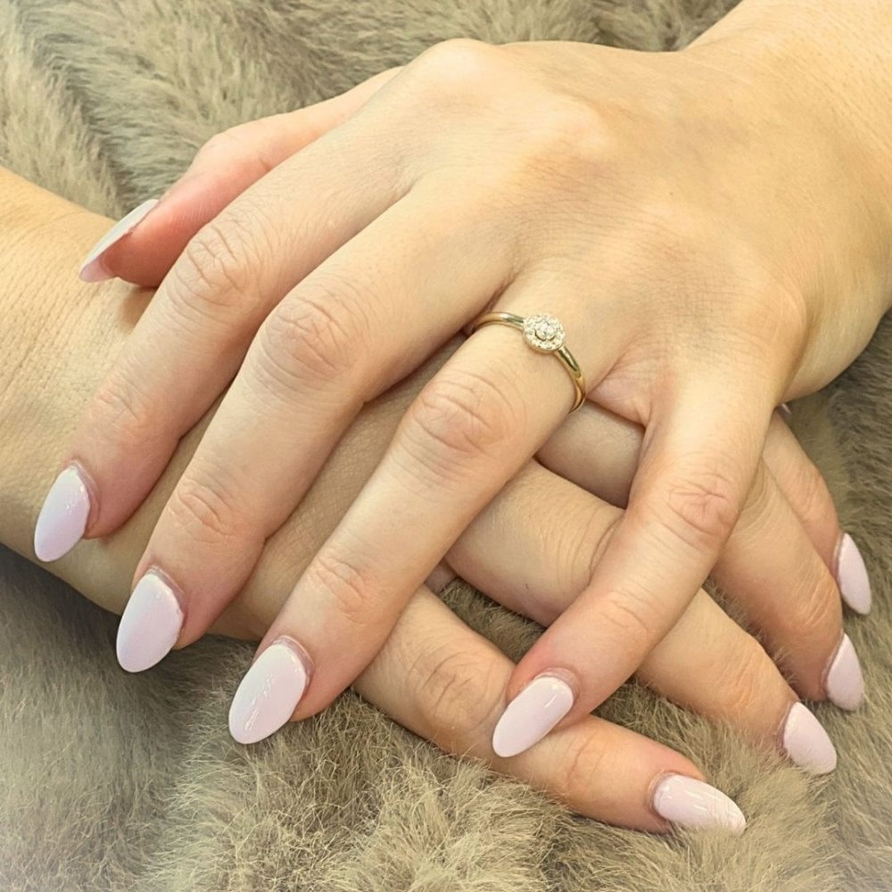 9ct Yellow Gold Halo Engagement Ring Cz Stone Set