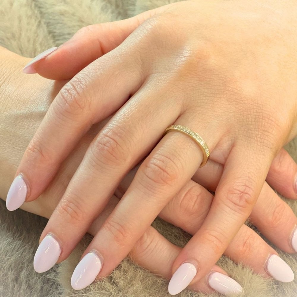 9ct Yellow Gold Baguette Eternity Ring with Channel Sset CZ Stones