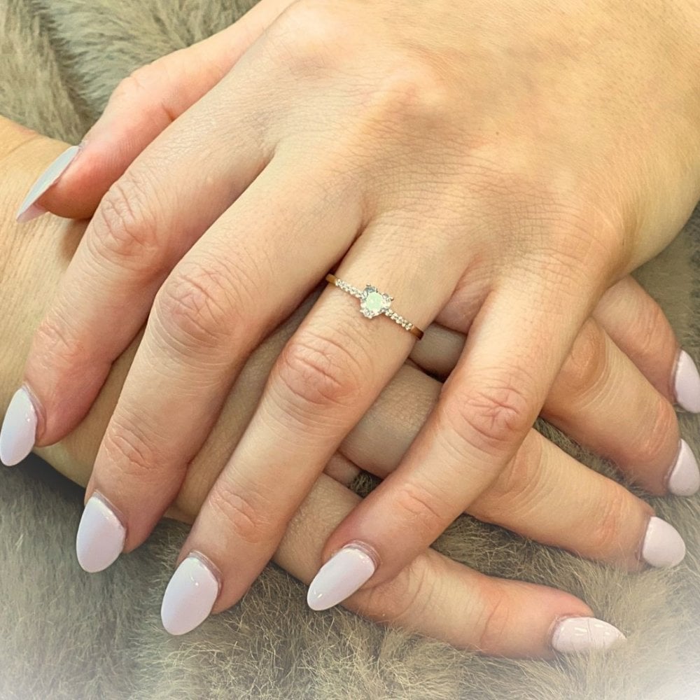 9ct Yellow Gold Heart Cubic Zirconia Engagement Shoulders Ring