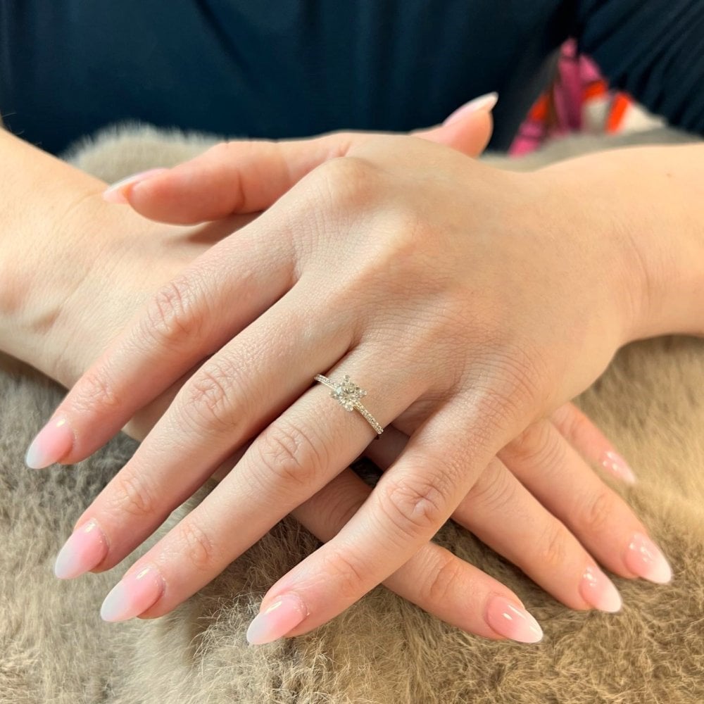 9ct Yellow Gold Engagement Ring with Cz Set Shoulders