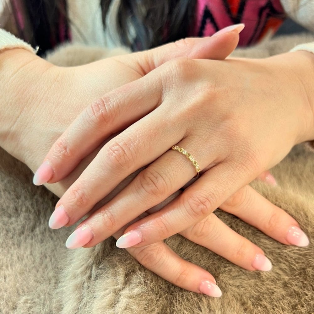 9ct Yellow Gold Heart CZ Eternity Ring
