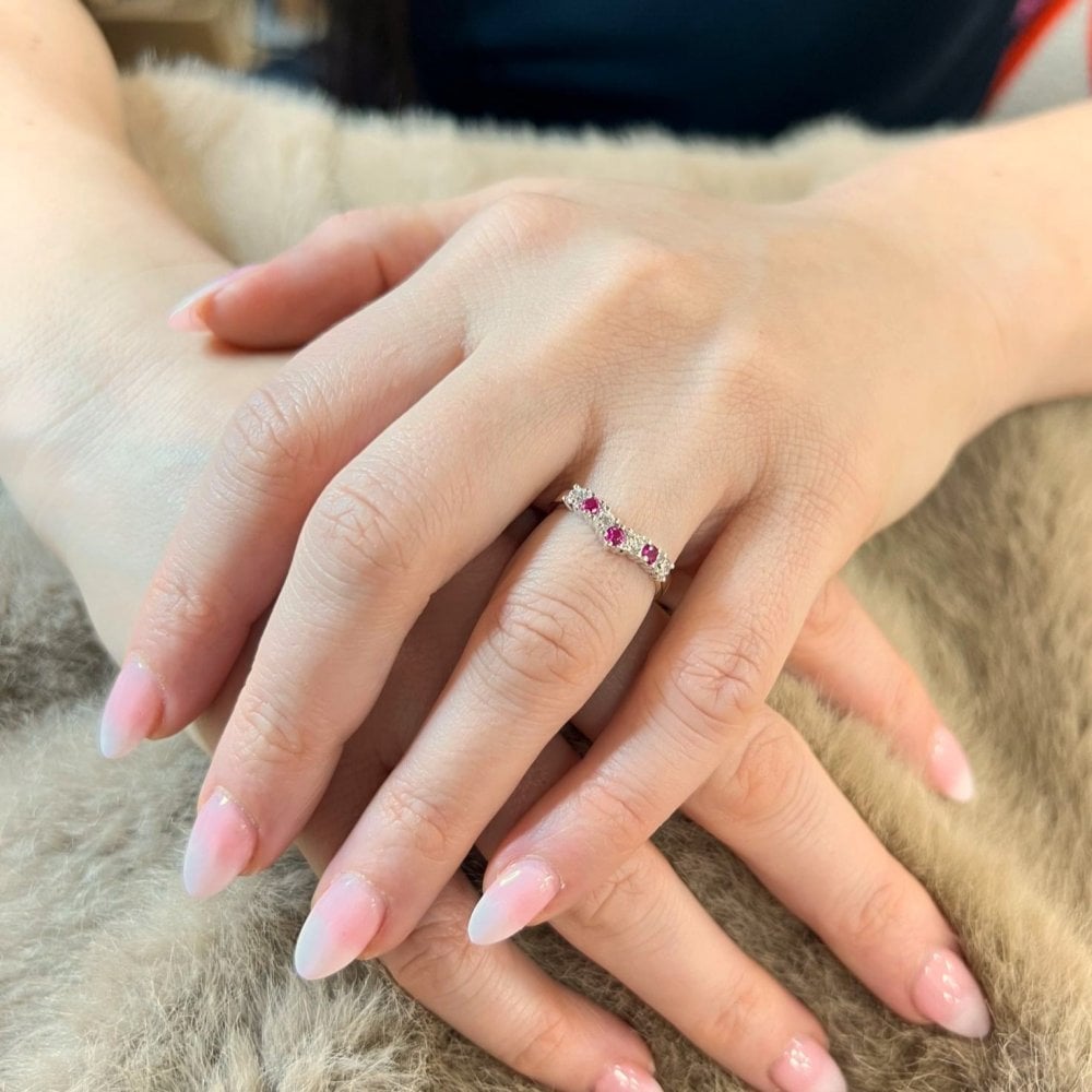 9ct Yellow and White Gold Ruby Ring in Wishbone Design