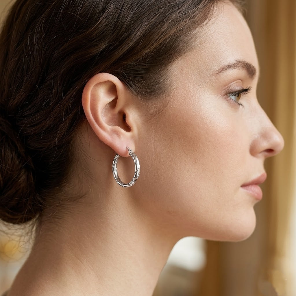 Twisted Small Hoop - detail view | Prime Jewellery