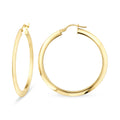 Classic Flat Large Hoop Earrings 9ct Yellow Gold | Prime Jewellery