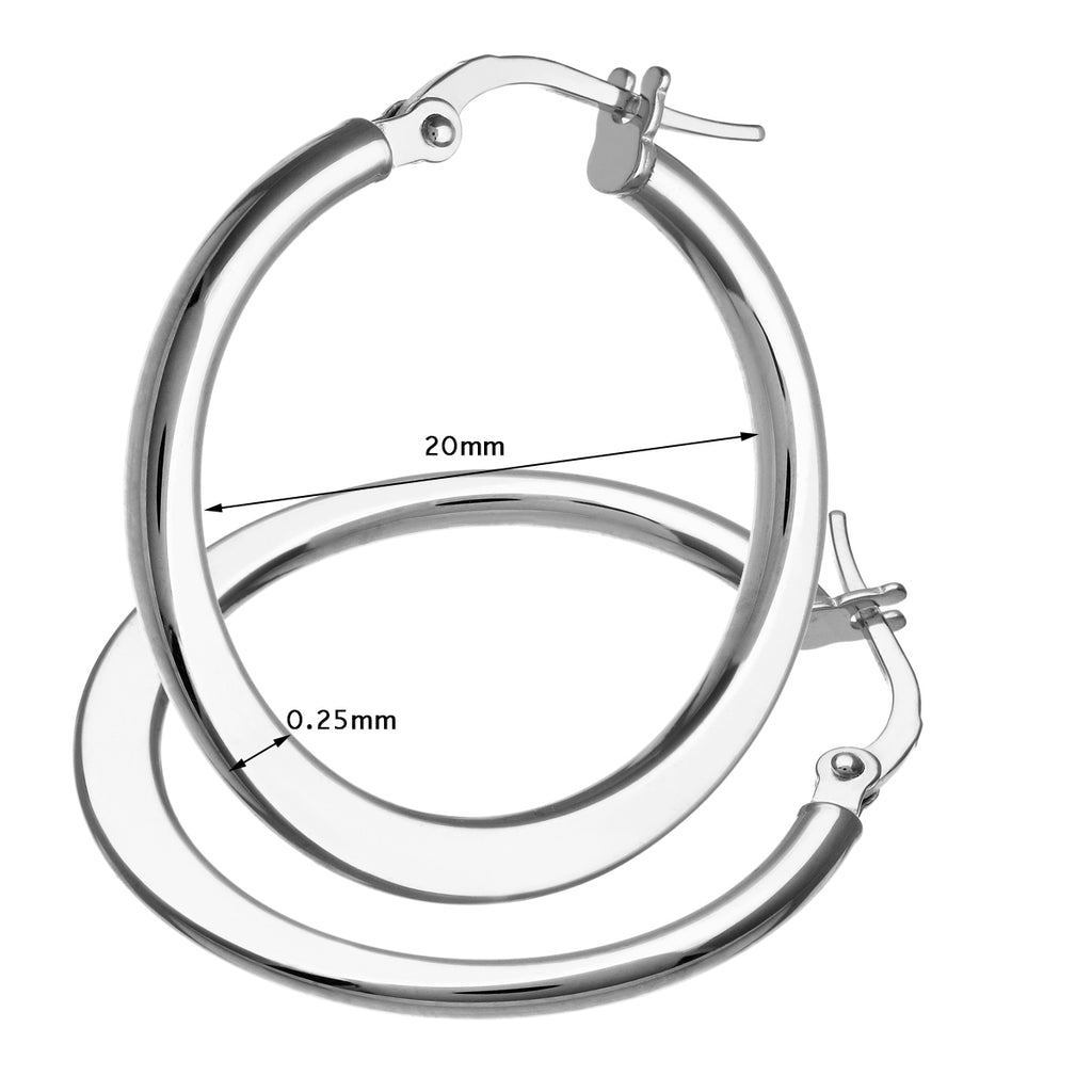 9ct White Gold Hoop Earrings