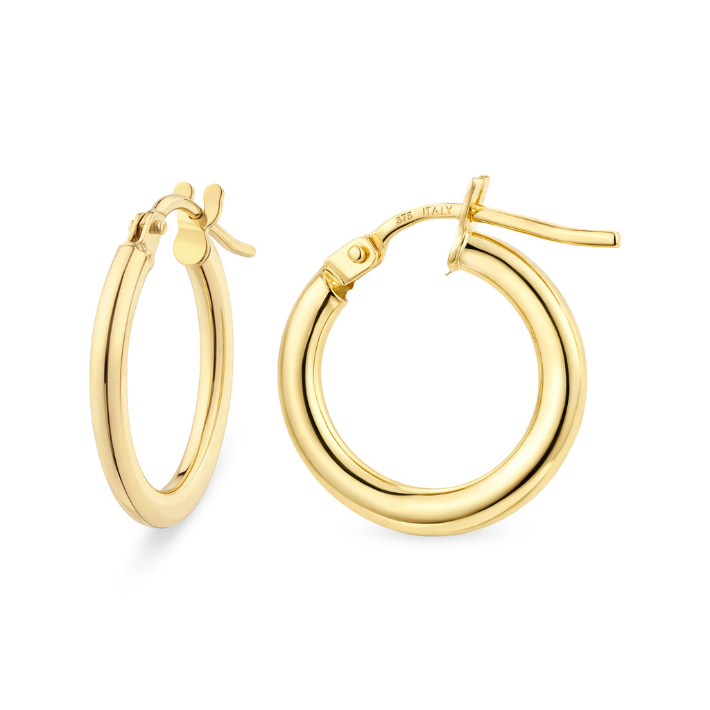 High Shine Mini Huggie Hoop Earrings 9ct Yellow Gold | Prime Jewellery