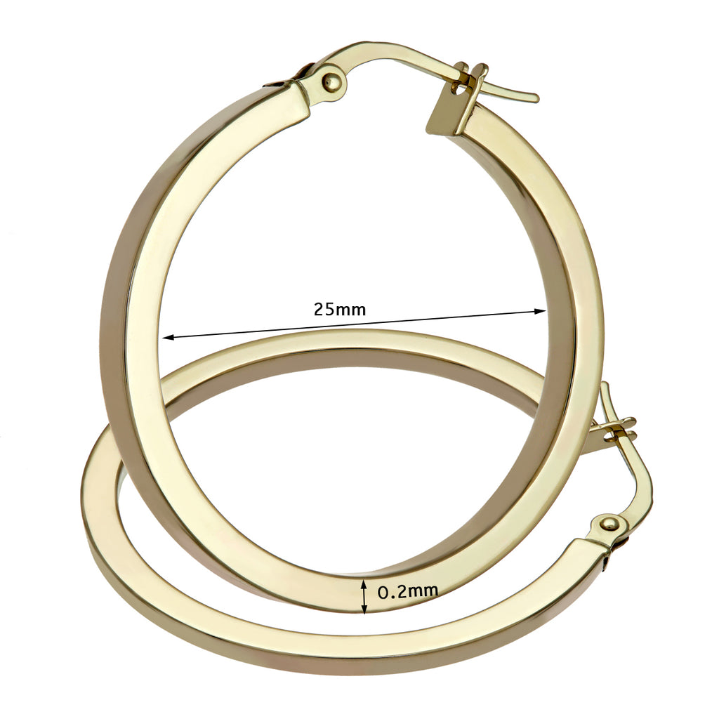 9ct Yellow Gold Medium Hoop Earrings