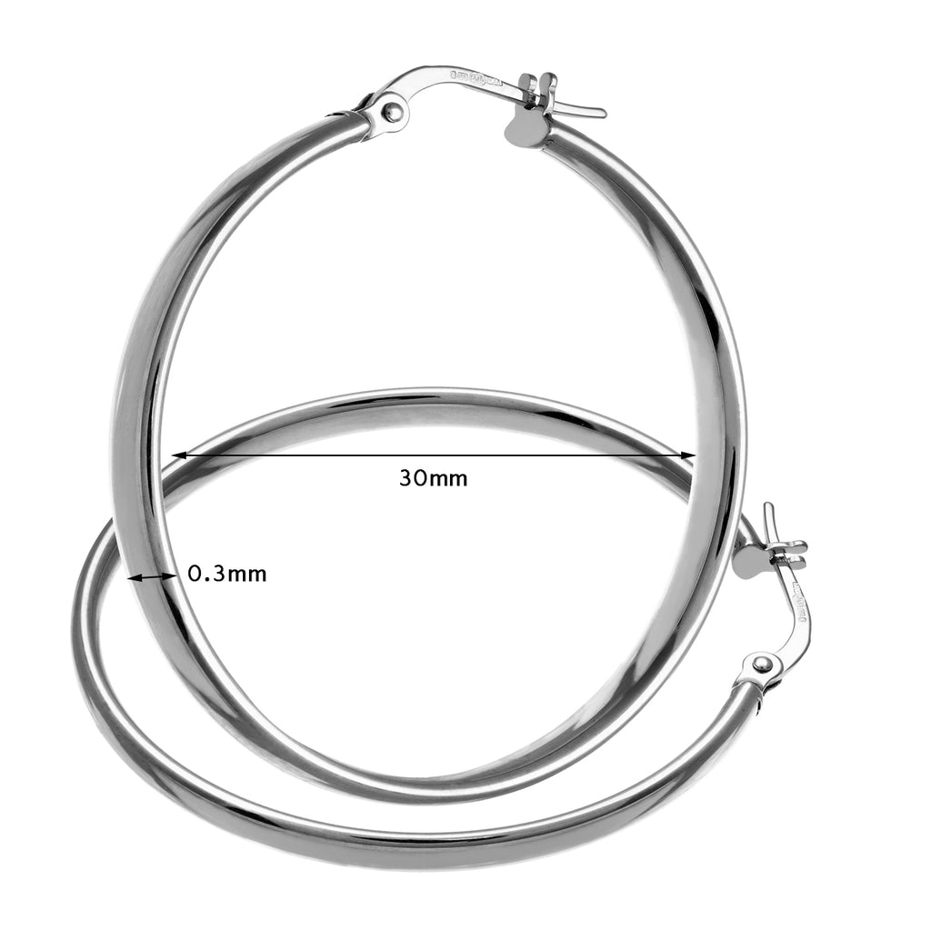 9ct White Gold Hoop Earrings