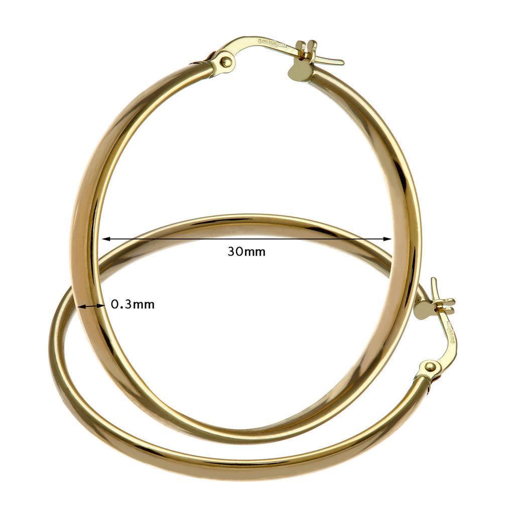 9ct Yellow Gold Medium Hoop Earrings