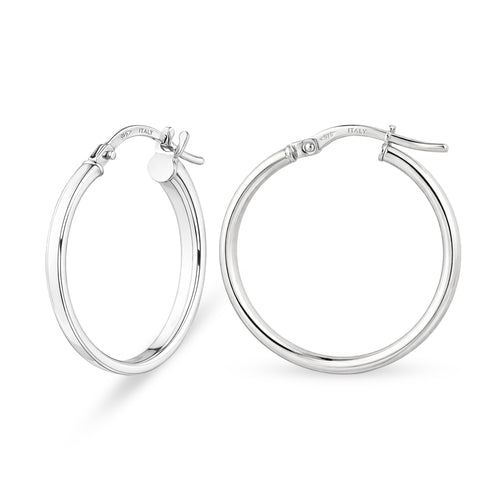 Medium Hoop Earrings 9ct White Gold | Prime Jewellery