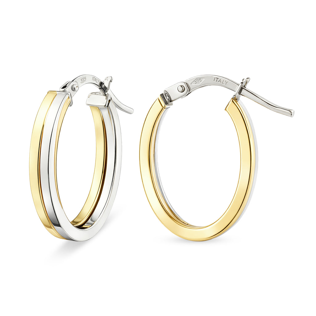 Hoop Earrings 9ct Yellow and White Gold | Prime Jewellery