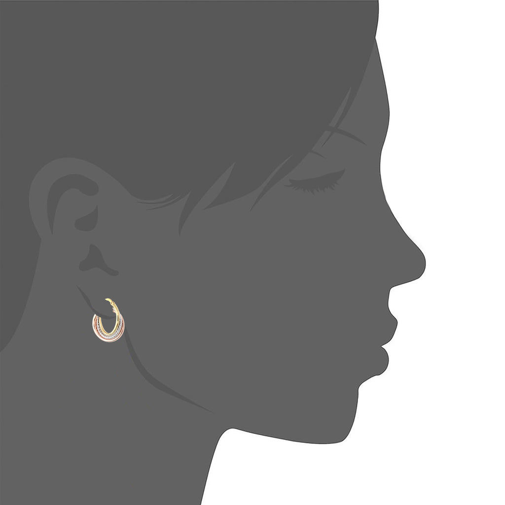 9ct Tri Tone Gold Hoop Earrings