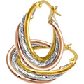 9ct Tri Tone Gold Hoop Earrings