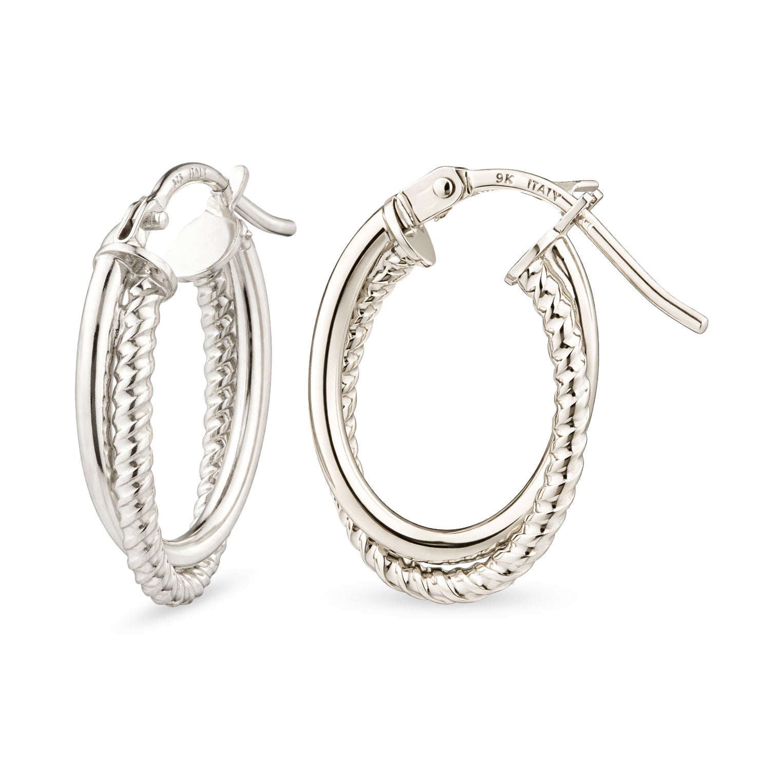 Diamond Hoop Earrings 9ct White Gold | Prime Jewellery