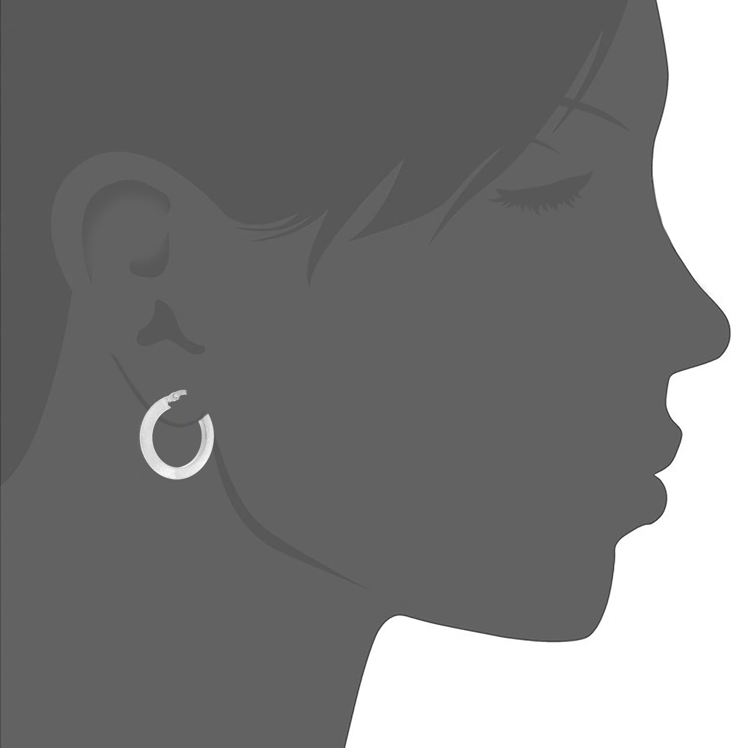 9ct White Gold Matt Finish Hoop Earrings