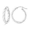 Twisted Small Hoop Earrings 9ct White Gold | Prime Jewellery