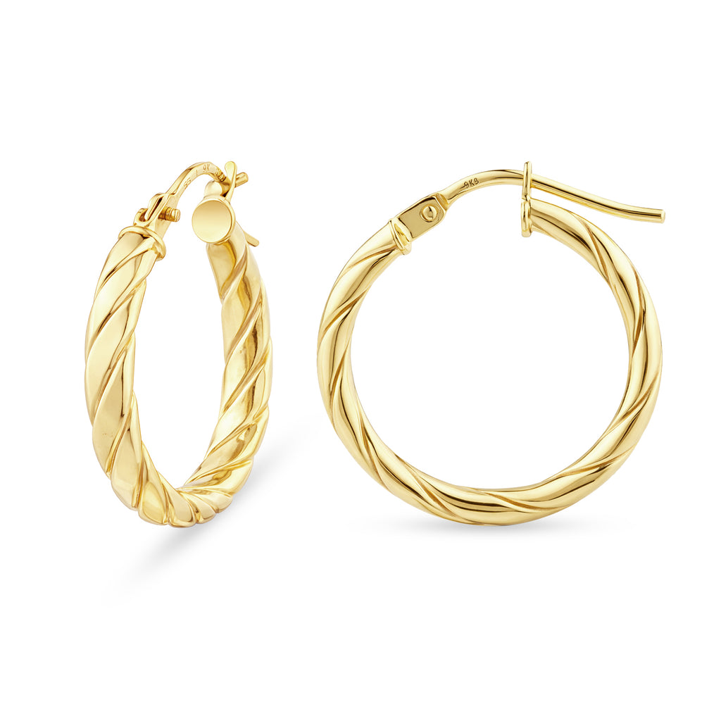Twisted Small Hoop Earrings 9ct Yellow Gold | Prime Jewellery
