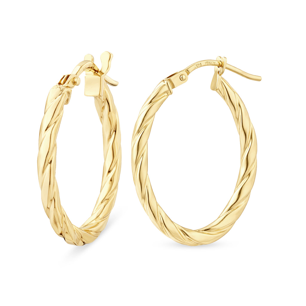 Twisted Medium Hoop Earrings 9ct Yellow Gold | Prime Jewellery