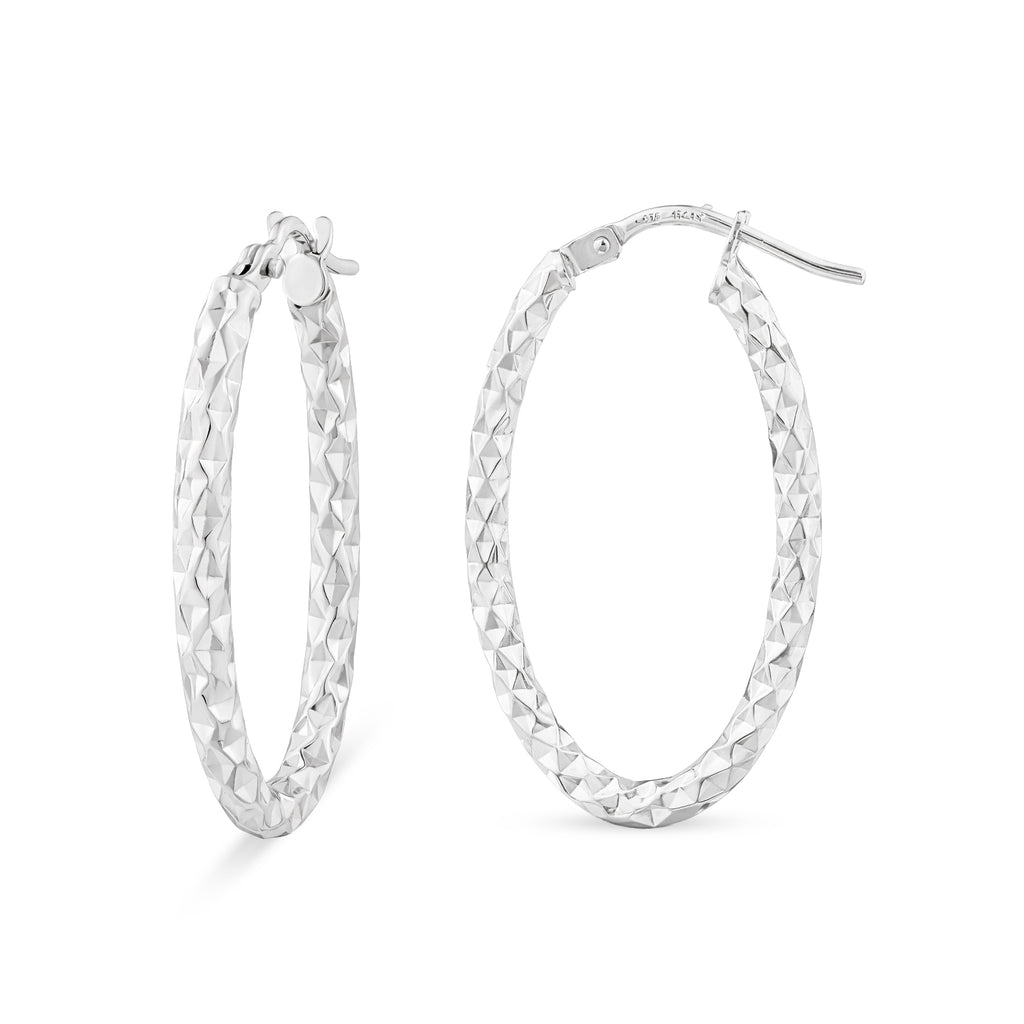 Twist Medium Hoop Earrings 9ct White Gold | Prime Jewellery